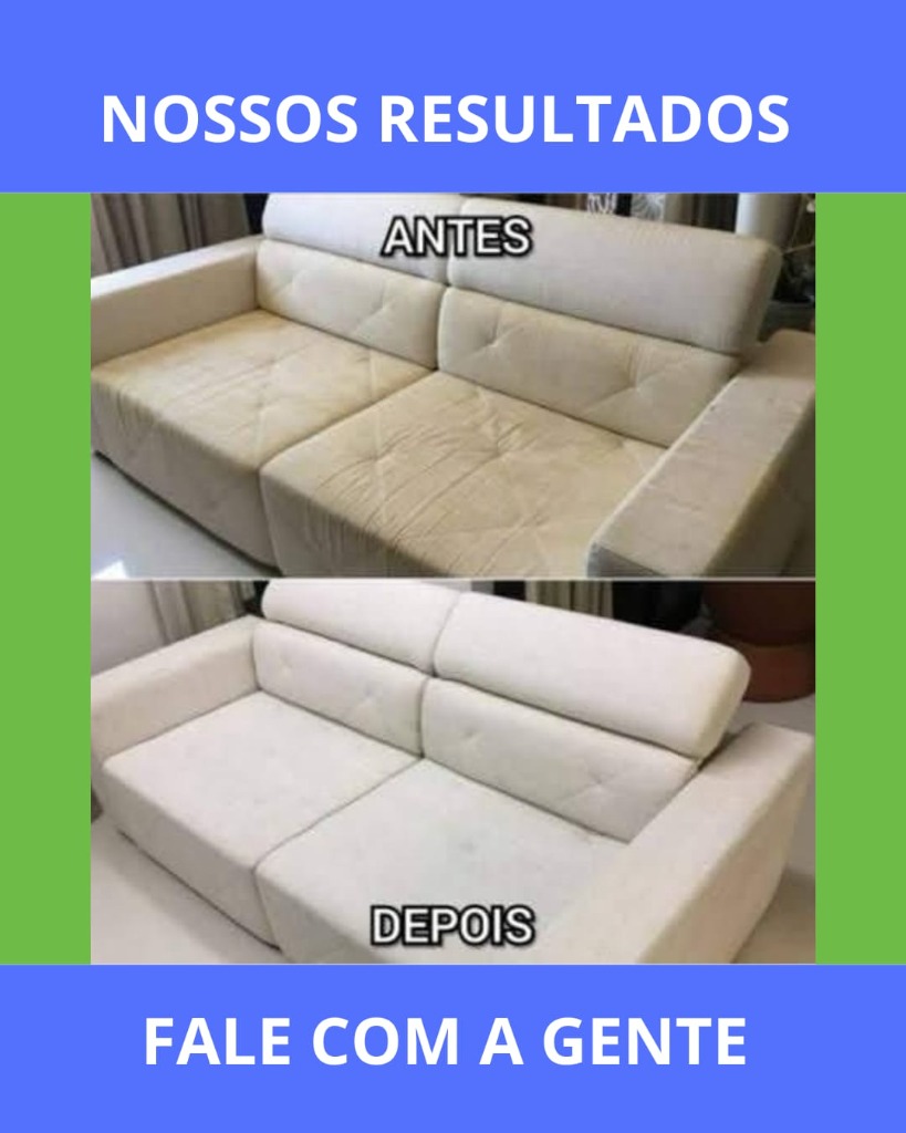Antes e Depois - Higienização de Sofá Branco