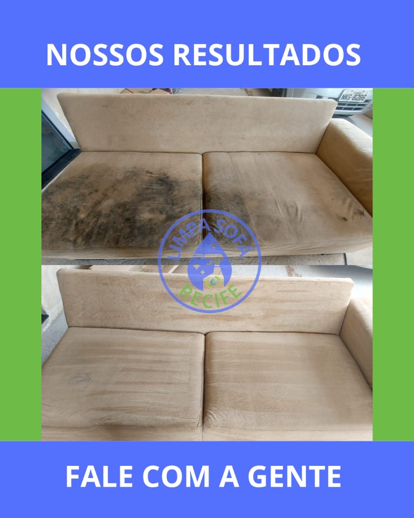 Antes e Depois - Higienização de Sofá com Manchas