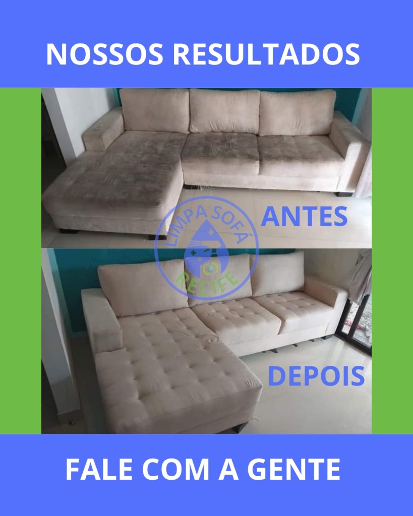 Antes e Depois - Higienização de Sofá com Chaise